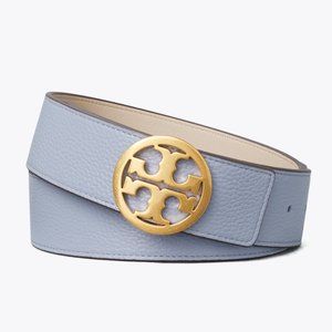 Tory Burch Reversible Logo WIDE 1 1/2" Belt Blue Blue Beige Cloud Blue Longan